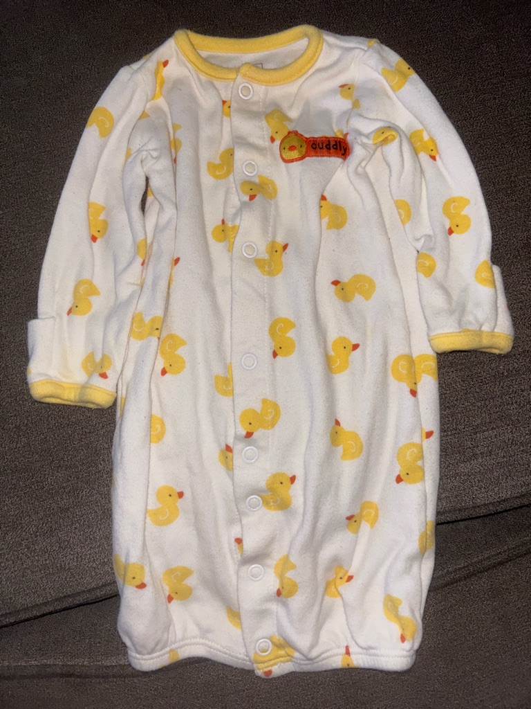 Carter's White And Yellow Duck Print Baby Sleep Gown